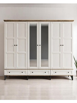Miracool Karin 6 Kapılı Dolap / Gardrop / %100 Mdf / Çam-Aytaşı