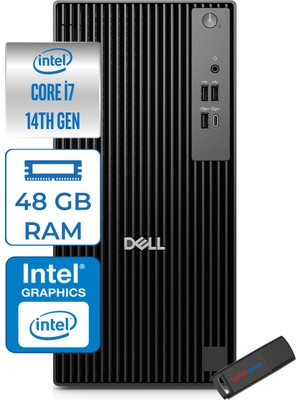 Dell Pro Tower QCT1250 Intel Core I7 14700 5.4ghz 48GB Ddr5 4tb SSD Windows 11 Home Intel® UHD Graphics 770 Masaüstü Bilgisayar QCT1250I7UHDH25 + Zetta Flash Bellek