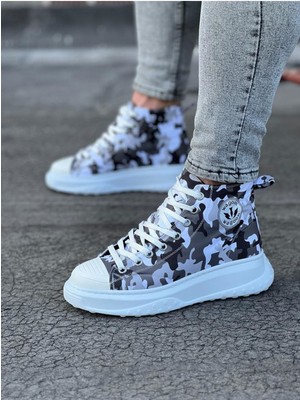 Elma Shop Beyaz Askeri Yarım Bilek Casual Ayakkabı