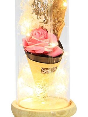 Tienda Fiesta Fanus Gül 28/12CM Cam Fanus LED Işıklı Hediyelik