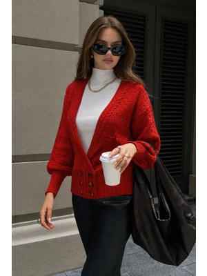 We&Me Kadın Alttan 6 Düğmeli Crop Hırka