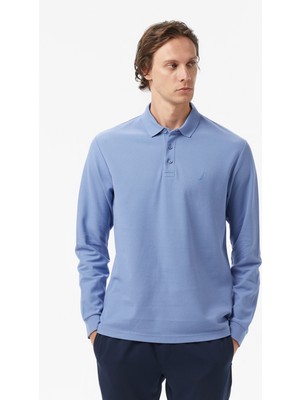 Nautica Classic Fit Uzun Kollu Polo Yaka Erkek Mavi T-Shirt