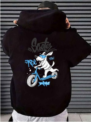 Makiteks Unisex Kadın Erkek Kapüşonlu Kanguru Cepli Oversize Sweatshirt Hoodie Scooter