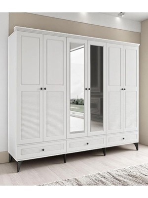 Miracool Panjur Fix 6 Kapılı Dolap / %100 Mdf / Beyaz