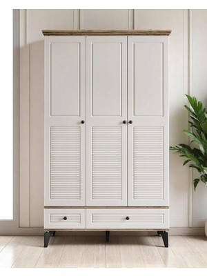 Miracool Panjur Fix 3 Kapılı Dolap / %100 Mdf / Çam-Aytaşı