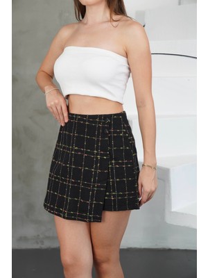 Elma Shop Iki Düğmeli Şort Etek Siyah H26414