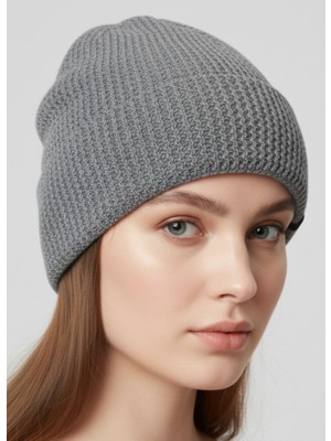 Balkonda Klasik Bere Polar Astarlı Soğuktan Koruyucu Soft Dokuma Unisex Gri Melanj