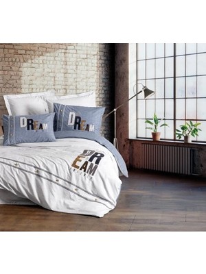 Elma Shop Mood Nakışlı Ranforce Çift Kişilik Nev Takımı Forever Gri 8680108071144