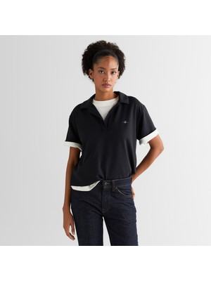 Gant Kadın Siyah Relaxed Fit Polo Yaka Polo