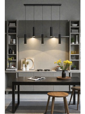 Avizade Optima 5’li Siyah Metal Spot Sarkıt Avize – Güçlü Işık Dağılımı, Modern Tasarım Tavan Aydınlatma