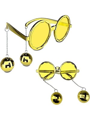 Elma Shop Disko Toplu Küpeli Parti Gözlüğü Altın Renk