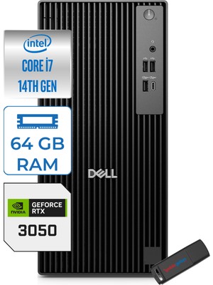 Dell Pro Tower QCT1250 Intel Core I7 14700 5.4ghz 64GB Ddr5 2tb SSD Windows 11 Pro Nvidia RTX3050 6gb Masaüstü Bilgisayar QCT1250I73050P29 + Zetta Flash Bellek