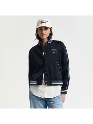 Gant Kadın Lacivert Regular Fit Hakim Yaka Logolu Bomber Ceket