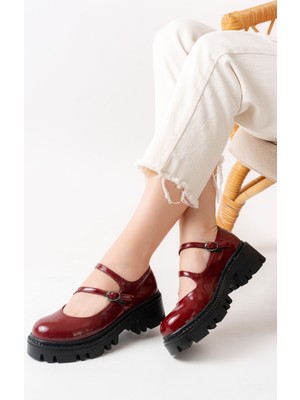 Zerenyus ZRİN-868-756 Premium Bordo Rugan Ortopedik Yüksek Tabanlı Loafer