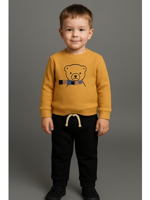 tinytrends Erkek Bebek&çocuk Waffle Bear Nakışlı %100 Pamuk 2'li Takım