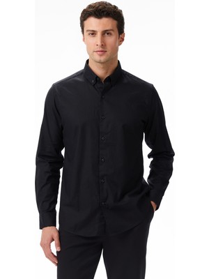 Nautica Erkek Siyah Slim Fit Gömlek