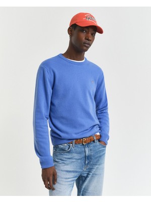 Gant Erkek Mavi Regular Fit Bisiklet Yaka Yün Kazak
