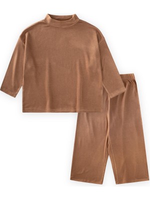 Cigit Yumuşak Dökümlü Oversize Bambu Takım 3-10 Yaş Camel