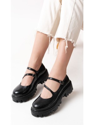 Zerenyus ZRİN-868-756 Premium Siyah Rugan Ortopedik Yüksek Tabanlı Loafer