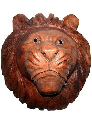 Tienda Fiesta Dekoratif 40CM Ahşap Aslan Kafası Hediyelik