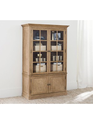 Lunara Camlı Masif Vitrin Dolap