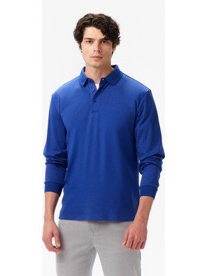 Nautica Erkek Mavi Classic Fit Uzun Kollu Polo Yaka T-Shirt