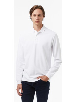 Nautica Erkek Beyaz Classic Fit Uzun Kollu Polo Yaka T-Shirt