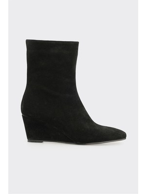 Elle Siyah Deri Kadın Klasik Bot