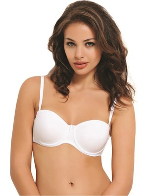 Modellife Beyaz Destekli Mikro Dolgulu Straplez B-Cup Sütyen