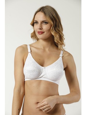 Modellife Beyaz Penye Süngerli Sütyen B Cup Uyumlu Toparlayıcı Dantelli Sütyen