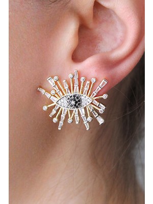 Nenya Vıp Çelik Renkli Zirkon Taşlı Eye Light Model Küpe