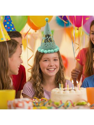 Dodomar 40 cm Baş Çevresi – 25 cm Makaron Yeşil Ponponlu Happy Birthday Doğum Günü Şapkası