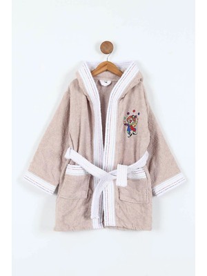 Bella Home Palyaço Nakışlı Kapüşonlu Çocuk Bornozu - %100 Cotton - Orijinal Kutulu
