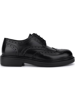 Tamer Tanca Erkek Hakiki Deri Siyah Antik Klasik Ayakkabı 205 6065 Erk Ayk SK25-26 Sıyah Antık