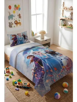 Dolce Mariee Frozen Temalı Kadife Kumaş Çocuk Yatak Örtüsü Seti (2 Parça) TKY0028