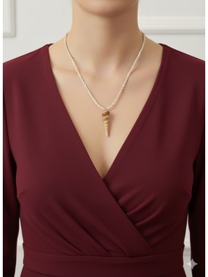 İki Cadı Tasarım Doğal Midye Kabuğu Detaylı Şık, Tasarım Ipli Kolye