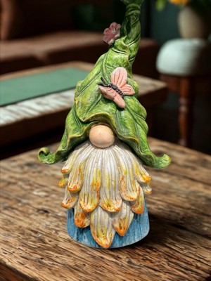 İki Cadı Tasarım Çiçekli Şapkalı Cüce, Dekoratif Biblo, Obje