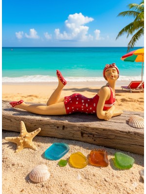 İki Cadı Tasarım Yüzücü Kız Biblo, Ev ,bahçe Heykel , Dekor, Polyester Obje - 19CM x 9cm