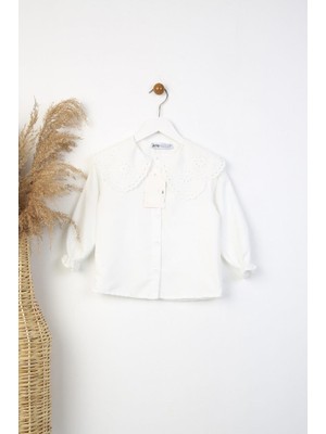 Canan Çakmak Kız Çocuk Uzun Kollu Yakası Işlemeli  Gömlek