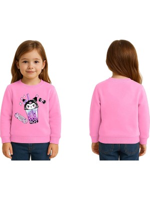 Sedirli Unisex Kuromi Baskılı Çocuk Swaetshirt 3 Iplik Şardonlu