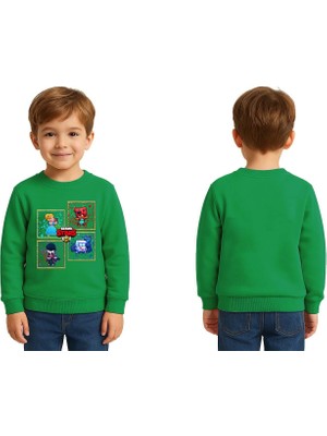 Sedirli Unisex Brawl Stars Baskılı Çocuk Swaetshirt 3 Iplik Şardonlu