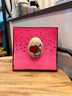 İki Cadı Tasarım Doğal Taş Detaylı Tual Tablo - Pembe Aşk