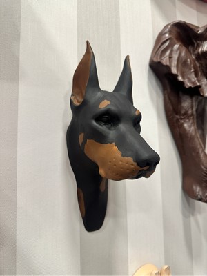 İki Cadı Tasarım Mat Siyah Doberman, Köpek Duvar Dekorasyon Ürünü, Dekoratif Duvar Objesi