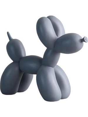 İki Cadı Tasarım Gri Renkli Balon Köpek, Hediyelik, Ev Ofis Dekoratif Obje, Biblo - 20CM x 17CM