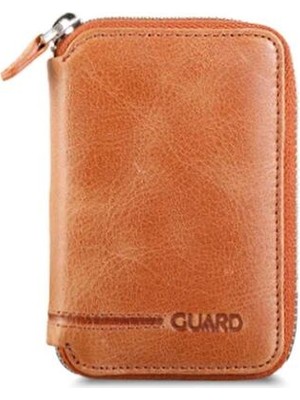 Guard Fermuarlı Antik Taba Deri Mini Cüzdan