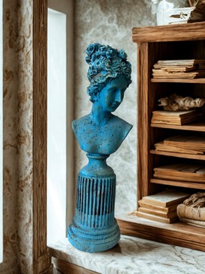 İki Cadı Tasarım Kaideli Antik Heykel Dekoratif Polyester Obje