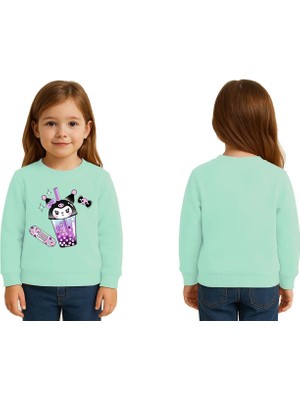 Sedirli Unisex Kuromi Baskılı Çocuk Swaetshirt 3 Iplik Şardonlu