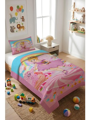 Dolce Mariee Prenses Temalı Kadife Kumaş Çocuk Yatak Örtüsü Seti (2 Parça) TKY0032