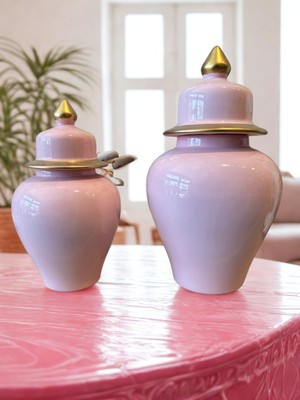 İki Cadı Tasarım Şah Küp Küçük ve Büyük Boy 2'li Seramik Dekoratif Obje Seti