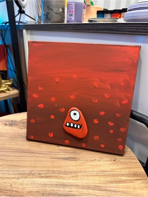 İki Cadı Tasarım Doğal Taş Detaylı Tual Tablo - Benekli